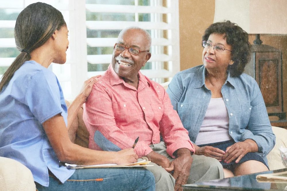 A carer visiting a client at home
